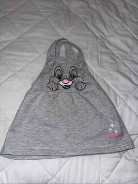 12m VTG Grey Bambi thumper Halter Dress with Pink Accent bunny